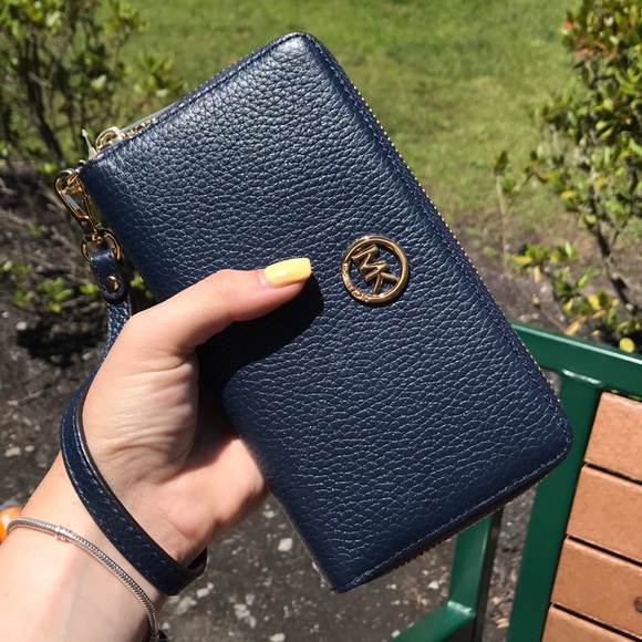 Michael Kors Handbags - Navy MK Phone Case Wallet